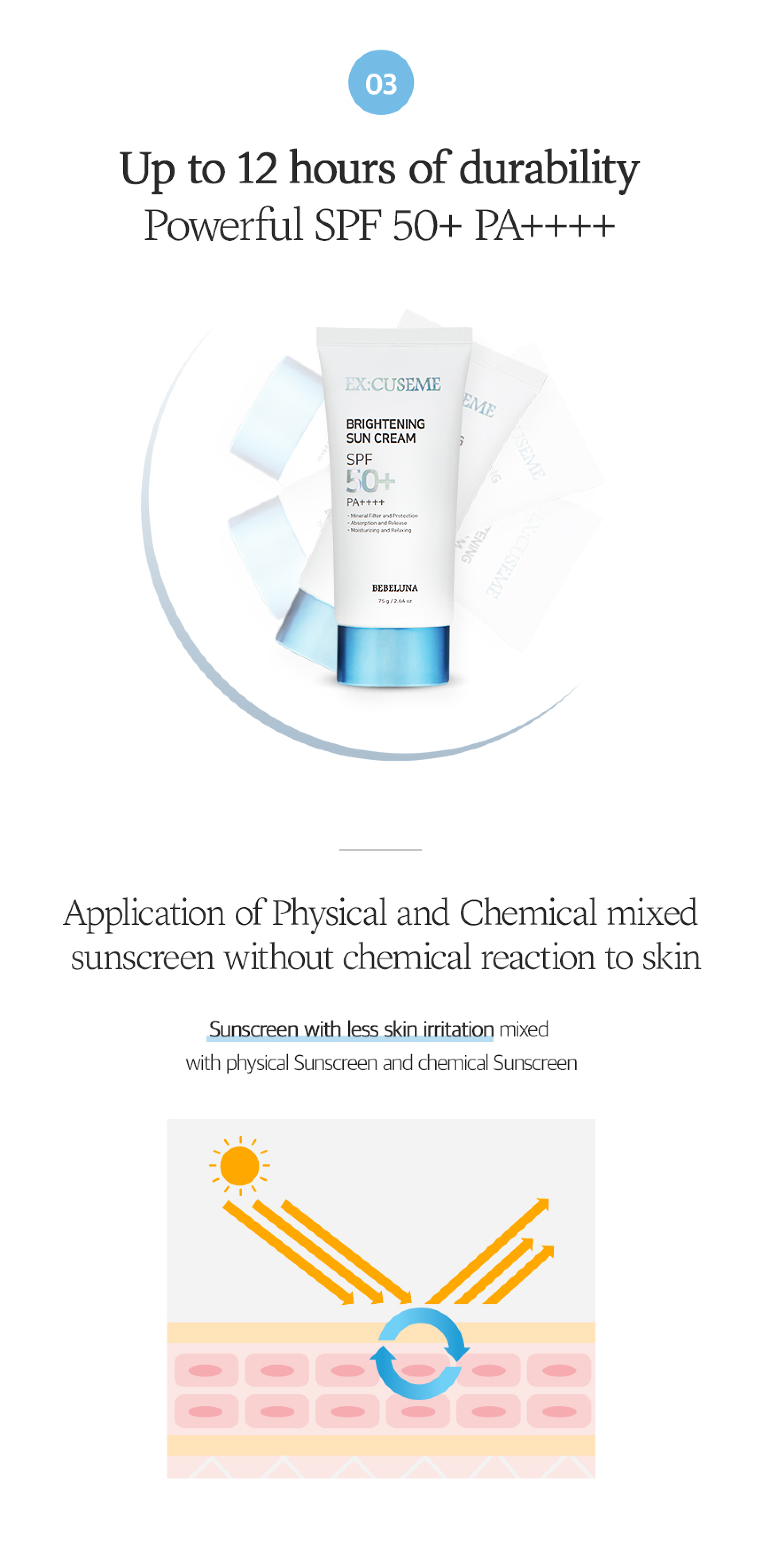 Bebeluna Ex:Cuseme Brightening Sun Cream SPF50+/PA++++ 75g