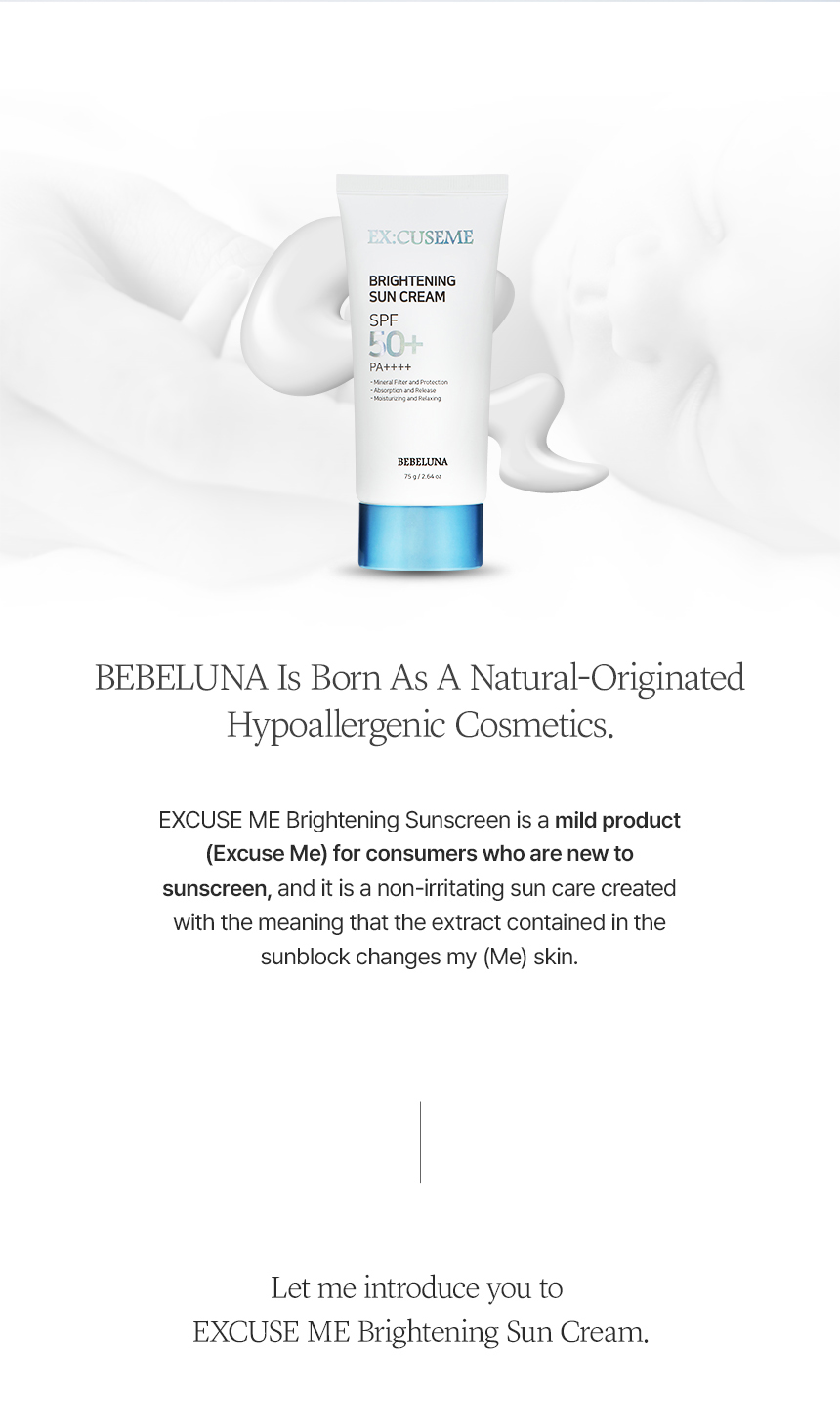 Bebeluna Ex:Cuseme Brightening Sun Cream SPF50+/PA++++ 75g